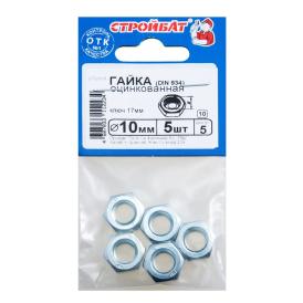 Гайка шестигранная DIN 934 М10 оцинкованная 5 шт