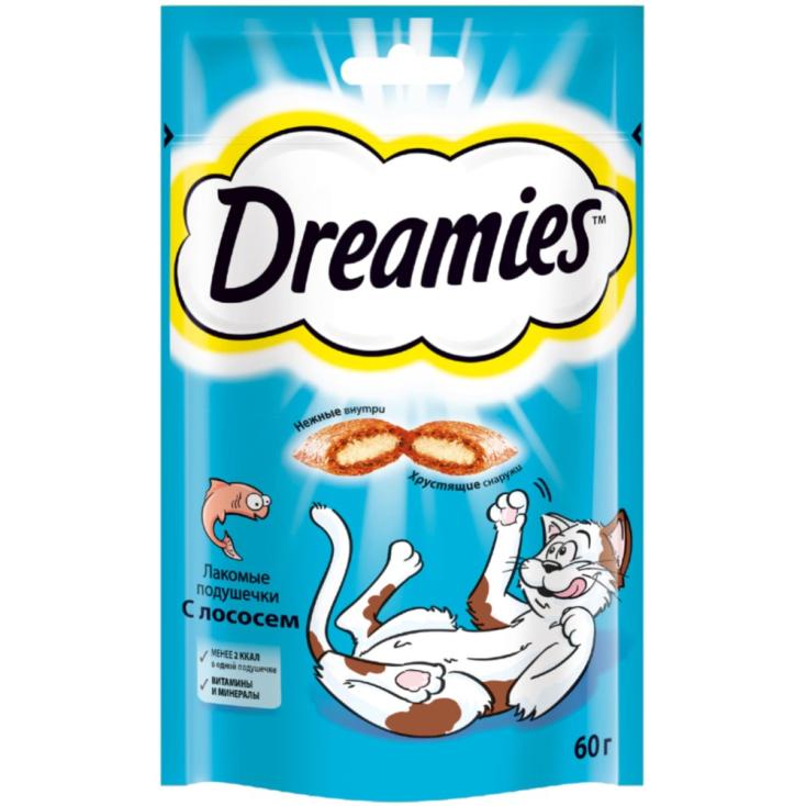 Лакомства для кошек Dreamies Подушечки Лосось 60 г