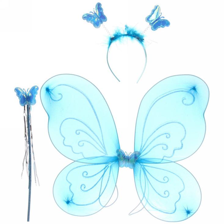 Карнавальный набор из трех предметов "Фея бабочки" розовый (крылья, ободок, палочка)