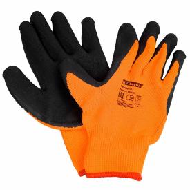 Перчатки акриловые утепленные со вспененным латексным покрытием р.10(XL) оранжево-черные Fiberon