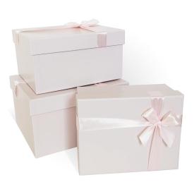 Коробка подарочная Пудровый с бантом матовый  прямоугольник 230х230х130