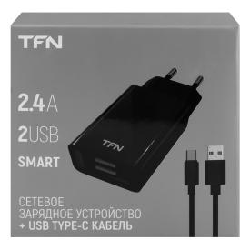 Сетевое зарядное устройство 2 TFN 2.4A+TypeC black