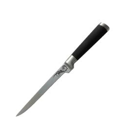 Нож филейный Mallony MAL-04RS кованый с рисунком ручка прорезиненная 12,5 см
