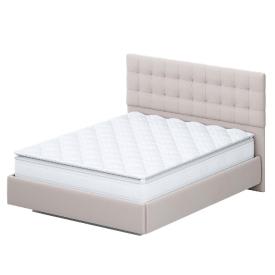 Кровать двойная №2 "Квадро" 1.4х2м (Белый/Бежевый ткань/Квадро Бежевый ткань)