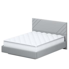 Кровать двойная №2 "Лайн" 1.4х2м (Белый/Серый ткань/Лайн Серый ткань)