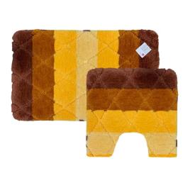 Набор ковриков для ванной комнаты 50х80/55х55 см HY-C19002 Альберта коричневый