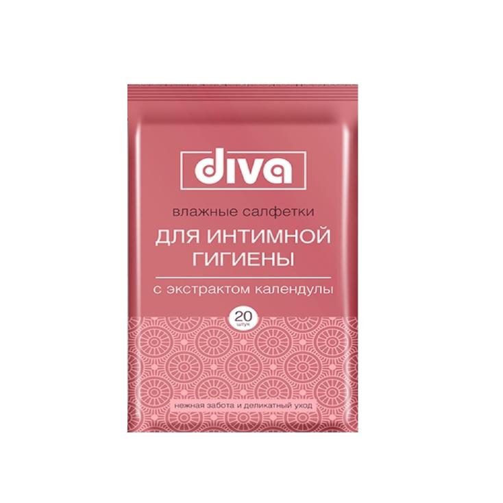 Салфетки влажные Diva для интимной гигиены с экстрактом календулы 20шт