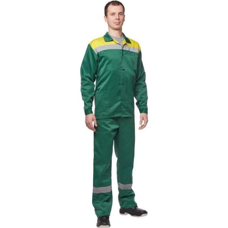 Костюм Стандарт куртка, брюки зеленый с желтым СОП р.112-116/182-188