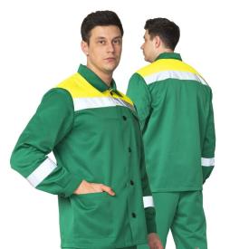 Костюм Стандарт куртка, брюки зеленый с желтым СОП р.128-132/182-188