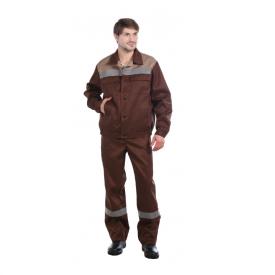 Костюм Оптимал куртка, п/комб коричневый с бежевым СОП р.88-92/170-176
