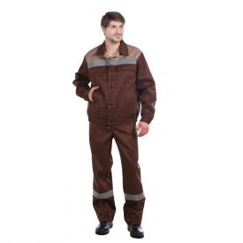 Костюм Оптимал куртка, п/комб коричневый с бежевым СОП р.88-92/182-188