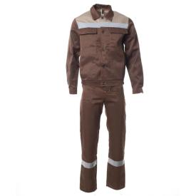 Костюм Оптимал куртка, п/комб коричневый с бежевым СОП р.96-100/182-188