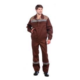 Костюм Оптимал куртка, п/комб коричневый с бежевым СОП р.104-108/170-176