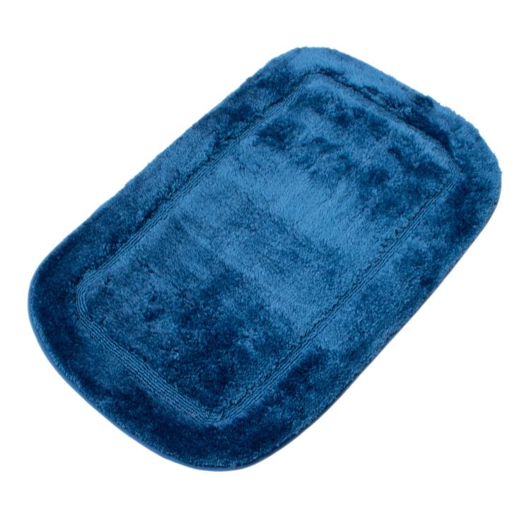 Коврик для ванной комнаты 50х80 см Lux Border Плюш Blue голубой