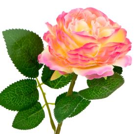 Цветок искусственный Роза розовая из ткани (искусственный шелк, полиэтилен) 28х9х9 см