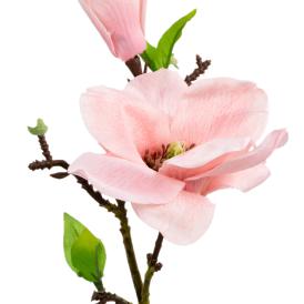 Цветок искусственный Магнолия светло-розовая из ткани (искусственный шелк, полиэтилен) 37х13х13 см