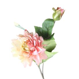 Цветок искусственный Георгин светло-розовый из ткани (искусственный шелк, полиэтилен) 61х12х12 см