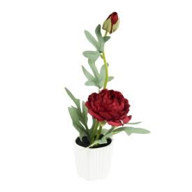 Цветок декоративный Страстная Роза 30х7х7 см в керамическом кашпо