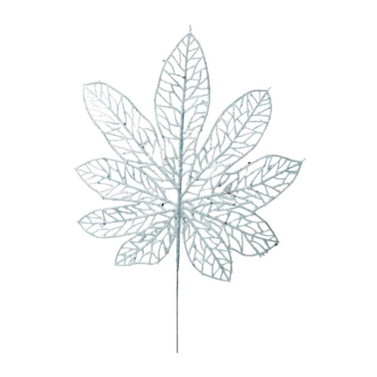 Украшение интерьерное лист Серебристый папоротник из полиэтилена 36x22x0,4см