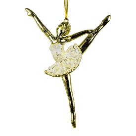 Украшение подвесное новогоднее Балерина в золоте из полистирола 1,5x9x14см