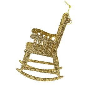 Украшение подвесное новогоднее Кресло-качалка в золоте из полипропилена 8x5x10,5см