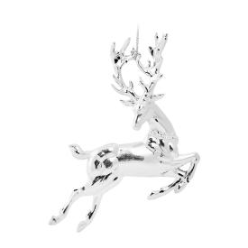 Украшение подвесное новогоднее Олень серебряный в прыжке из полипропилена 1x11,5x11,5см