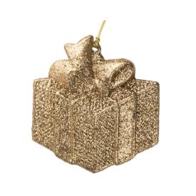 Украшение подвесное новогоднее Подарок в золоте из полипропилена 0,2х8х8,5см
