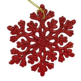 Украшение подвесное новогоднее Снежинка ажурная в красном из полипропилена 0,2х8х9см