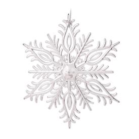 Украшение подвесное новогоднее Снежинка резная в серебре из полипропилена 0,2x12,5x14,5см