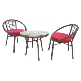 Комплект мебели иск. ротанг Амальфи Garden story (стол, 2 кресла) коричневый, красный