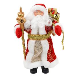 Новогодняя фигура Дед Мороз в красной шубке  (ПВХ, полиэстер) 15,5x8,5x31,5см