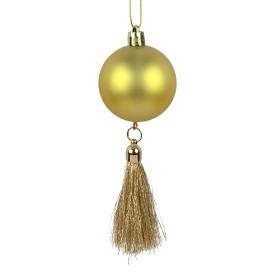 Украшение подвесное новогоднее Золотой шарик с кисточкой из полипропилена и полиэстера 15x5x5см