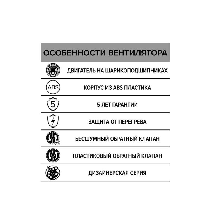 Вентилятор осевой вытяжной с обратным клапаном Era Rio 5C matt black 125 мм