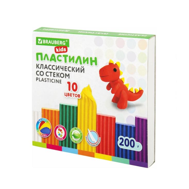 Пластилин классический Brauberg Kids 10 цветов 200гр