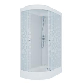 Ширма душевая Коралл 120х80 А правая 1/4 круга, низк. подд., Белый Мозаика