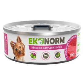 Консервы для собак Четвероногий гурман Ekonorm Мясное рагу с Говядиной и сердцем 100 г
