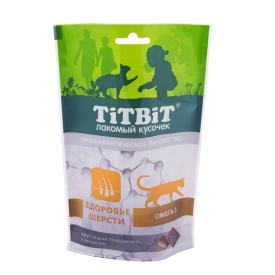 Лакомства для кошек TiTBiT хрустящие подушечки для здоровья шерсти с Лососем 60 г