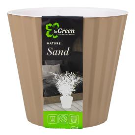 Горшок для цветов Sand со вставкой молочный шоколад d16 см 2 л
