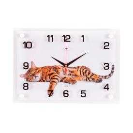 Часы настенные 2535-096 (10) стекло 25*35см "Бенгальский кот"