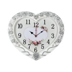 Часы настенные 4134-003 (5) Часы настенные в форме сердца 41х35см, корпус белый с серебром "Нежность"