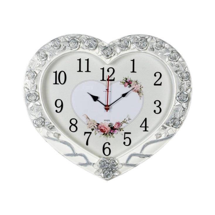 Часы настенные Рубин Нежность сердце 41х35 см корпус белый с серебром 4134-003