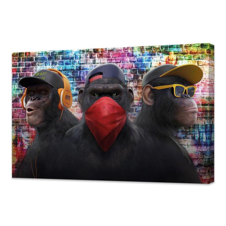 Холст H-1258L 60x100 см Три обезьяны на граффити