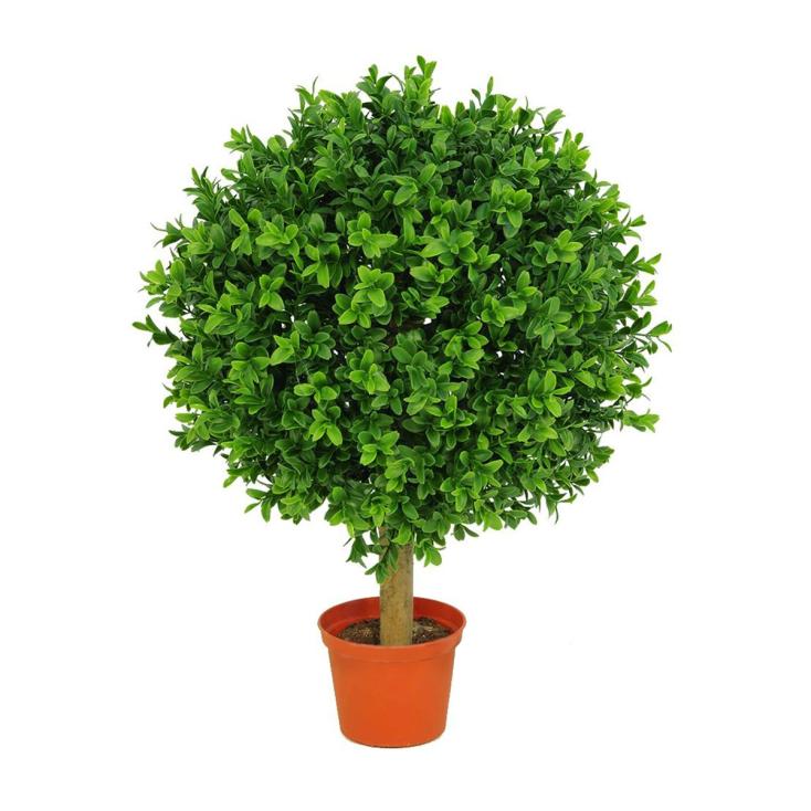 Растение искусственное Самшит Шар на каркасе в кашпо d35xh50 см зеленый
