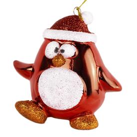 Ёлочная игрушка Весёлый пингвинёнок 11х6х11 см красный
