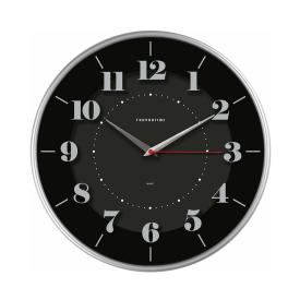 Часы настенные Тройка круг 30,5 см серебро 3Д черные 77777740