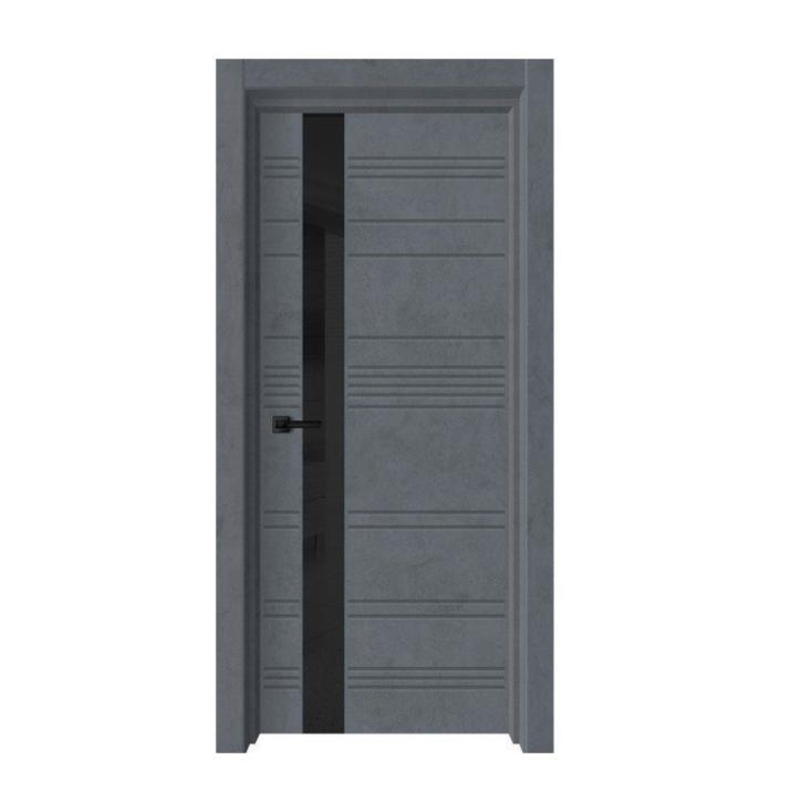 Полотно дверное Торонто-2 бетон графит (Лакобель черная) кр.черная  ПГх600