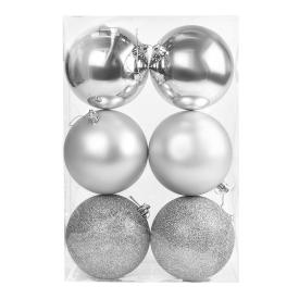 Набор шаров новогодних 6 шт 10 см серебро 257601