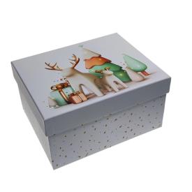 Коробка подарочная Новогодний стиль 210х170х110 мм прямоугольник мятный-белый-персиковый