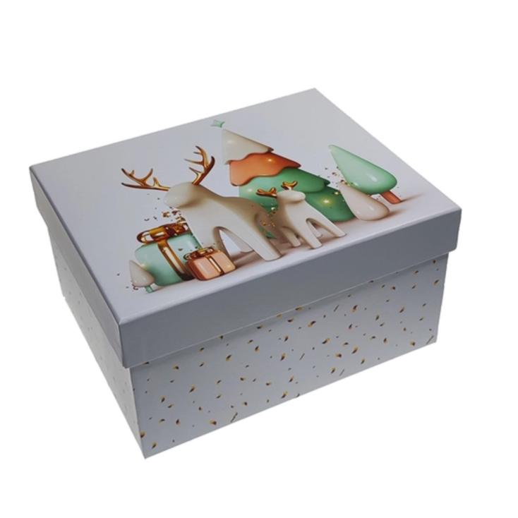 Коробка подарочная Новогодний стиль 210х170х110 мм прямоугольник мятный-белый-персиковый