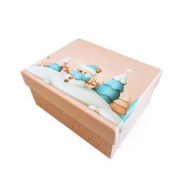 Коробка подарочная Новогодний стиль 190х150х90 мм прямоугольник мятный-белый-персиковый